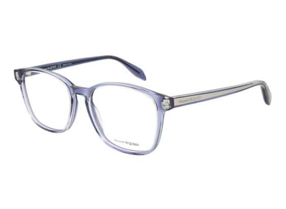 Alexander McQueen AM0244O 004 Shiny Transparent Blue 53mm