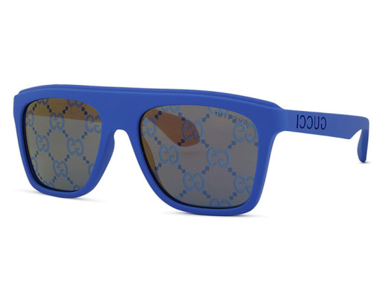 Gucci GG1570S 004 Matte Blue/Bronze and Blue Mirror with GG Pattern