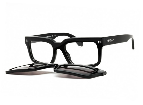 Off-White OERI130 CLIP ON2 1007 Black/Logo Silver/Clear with Magnetic Clip-On Dark Grey