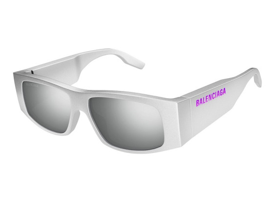 Balenciaga BB0100S 002 Shiny Silver with RGB LED Logo/Silver Mirror
