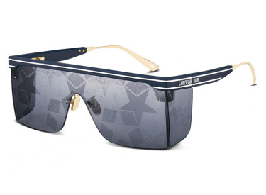 Dior DIORCLUB M1U 31B7 Matte Navy Blue/Silver Mirrored with Blue Star Monogram