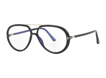 Tom Ford FT5838-B 001 Shiny Black/Clear Blue Light Block 57mm