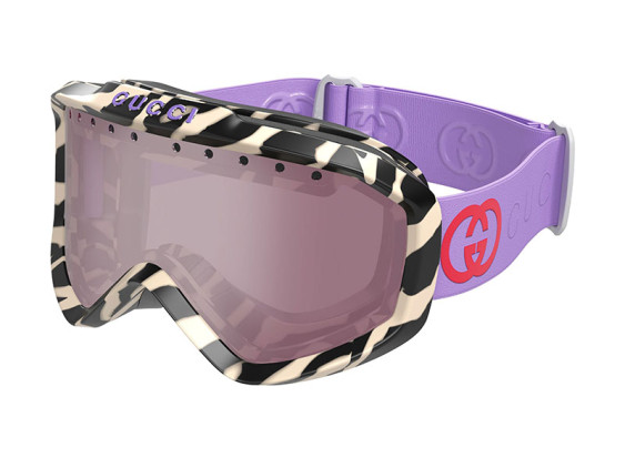 Gucci GG1210S 005 Zebra Black And Ivory/Burgundy with Silver Mirror