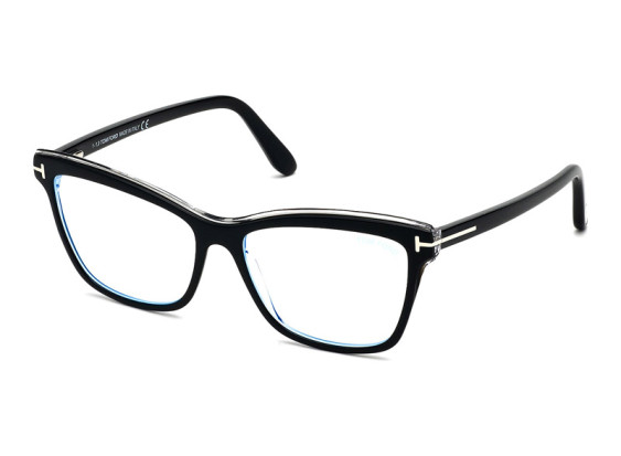 Tom Ford FT5619-B 001 Shiny Black/Clear Blue Light Protection 55mm