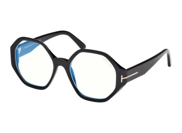 Tom Ford FT5967-B 001 Shiny Black/Clear Blue Light Block 53mm