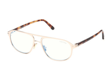 Tom Ford FT5751-B 028 Shiny Rose Gold/Shiny Blonde Havana/Blue Light Block Lenses 55mm