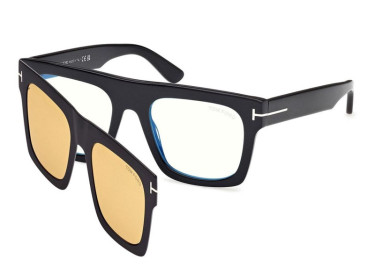 Tom Ford FT6068-B 001 Shiny Black/Clear with Magnetic Clip-On Brown 53mm
