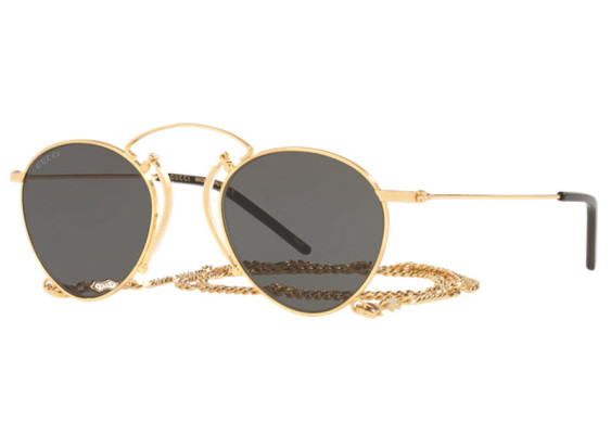 Gucci GG1034S 002 Gold With Gold Detachable Gold Chain/Grey