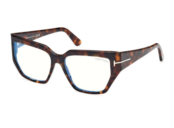 Tom Ford FT5951-B 052 Dark Havana/Clear Blue Light Block Lenses 54mm