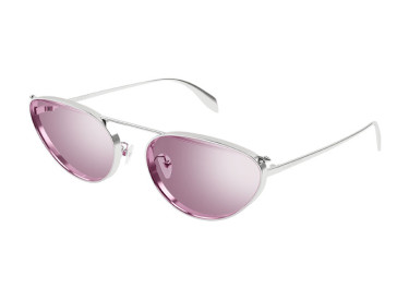 Alexander McQueen AM0424S 003 Silver/Pink with Silver Mirror