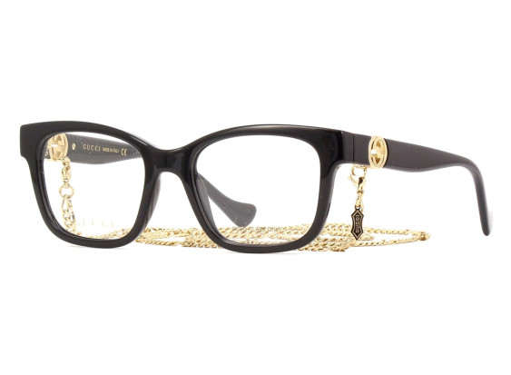 Gucci GG1025O 003 Black with Gold Detachable Chain 51mm