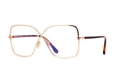 Tom Ford FT5841-B 028 Shiny Rose Gold/Clear Blue Light Block 59mm
