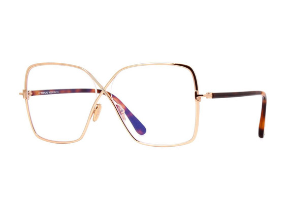 Tom Ford FT5841-B 028 Shiny Rose Gold/Clear Blue Light Block 59mm