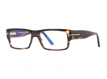 Tom Ford FT5835-B 050 Striped Dark Brown/Clear Blue Light Block 54mm