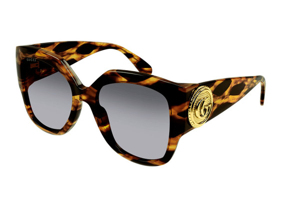 Gucci GG1407S 002 Dark Havana With Black Big Spots/Grey Gradient Double