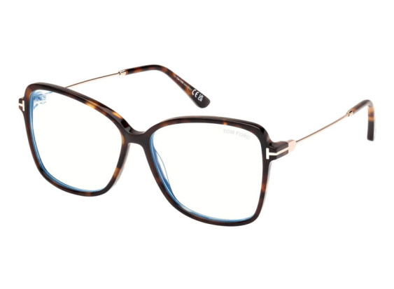 Tom Ford FT5953-B 052 Dark Havana/Clear Blue Light Block 55mm