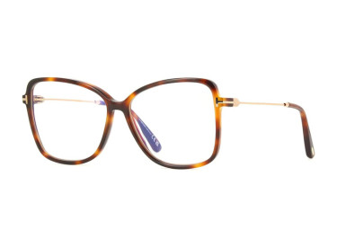 Tom Ford FT5953-B 053 Blonde Havana/Clear Blue Light Block 55mm