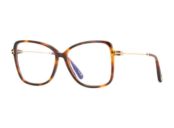 Tom Ford FT5953-B 053 Blonde Havana/Clear Blue Light Block 55mm