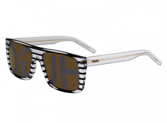 Hugo Boss HG1002/S 33EOA Transparent with Striped Black/Grey Mirror