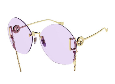 Gucci GG1203S 001 Gold With Detachable Gold Chain/Violet