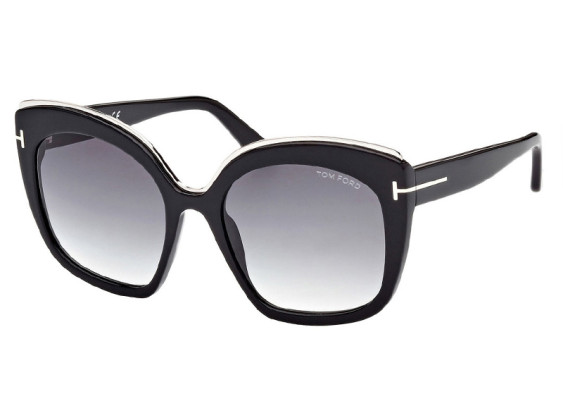 Tom Ford FT0944 01B Shiny Black with Palladium/Gradient Smoke