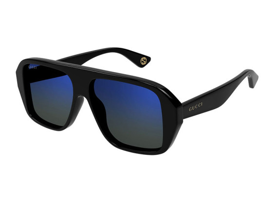 Gucci GG1615S 001 Shiny Black/Dark Green to Blue Gradient Mirror