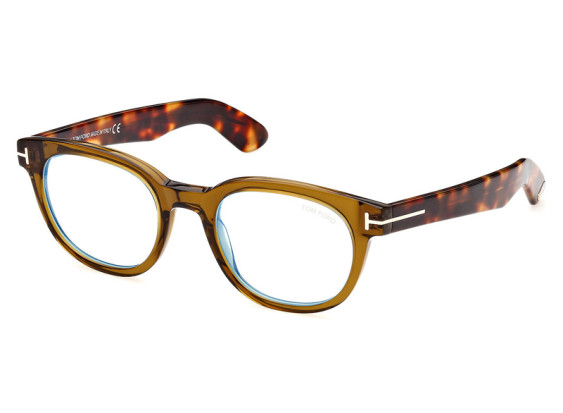 Tom Ford FT5807-B 096 Shiny Transparent Olive/Havana/Clear Blue Light Block 50mm