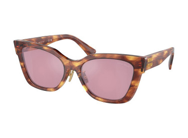 Miu Miu MU02ZS 11Q50D Striped Tobacco/Bordeaux Mirrored