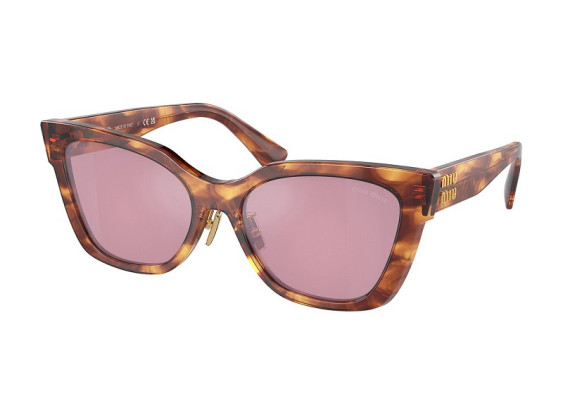 Miu Miu MU02ZS 11Q50D Striped Tobacco/Bordeaux Mirrored