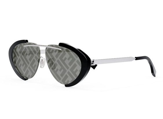 Fendi FE40042U 01C Black/Silver/Smoke with FF Pattern Mirror