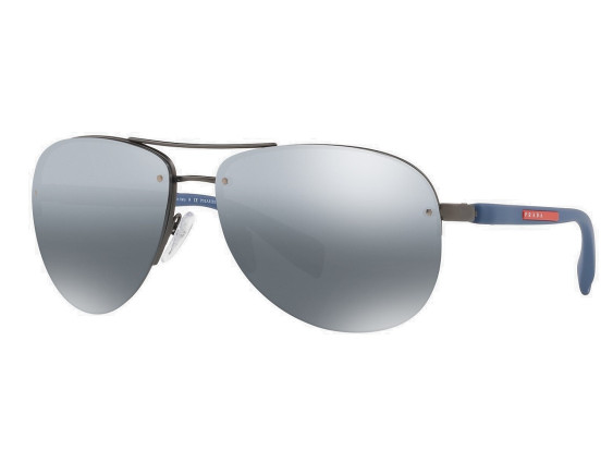 Prada Sport PS56MS DG12F2 Gunmetal Rubber/Grey Mirror Gradient Silver Polarized