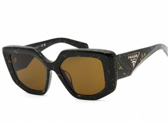 Prada PR14ZSF 19D01T Black Yellow Marble / Dark Brown