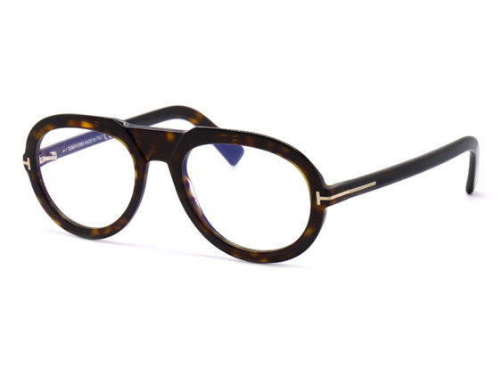 Tom Ford FT5756-B 052 Shiny Dark Havana Blue Light Block 53mm