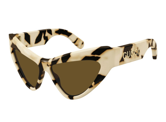 Gucci GG1294S 003 Shiny Ivory And Black Spotted Havana/Nicotine