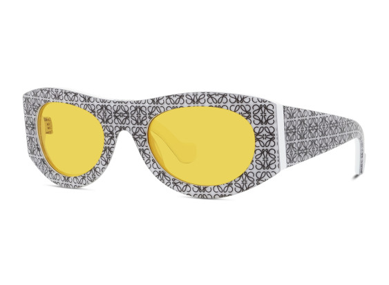 Loewe LW40075I 23J White with Black Anagram Pattern/Yellow