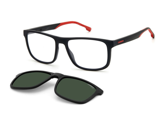 Carrera CARRERA 8053/CS 0003 UC Matte Black/Clear with Magnetic Clip-On Green Polarized