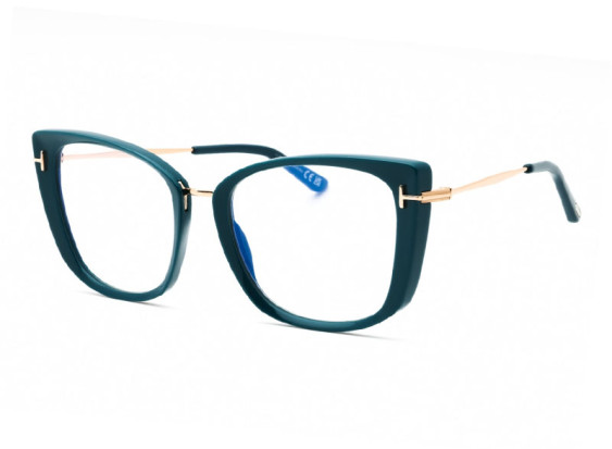 Tom Ford FT5816-B 089 Shiny Teal/Rose Gold/Clear Blue Light Block Lens 53mm