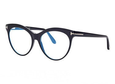Tom Ford FT5827-B 001 Shiny Black/Clear Blue Light Block Lens 55mm