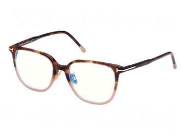 Tom Ford FT5778-D-B 055 Shiny Medium Havana To Milky Pink/Clear Blue Light Block 53mm