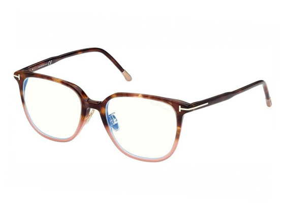 Tom Ford FT5778-D-B 055 Shiny Medium Havana To Milky Pink/Clear Blue Light Block 53mm