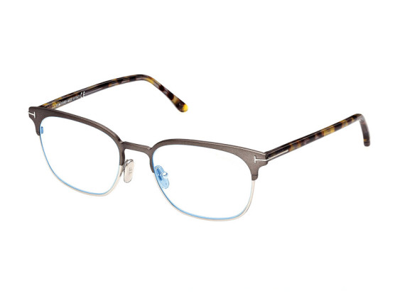 Tom Ford FT5799-B 009 Matte Gunmetal/Havana/Clear Blue Block Lenses 53mm