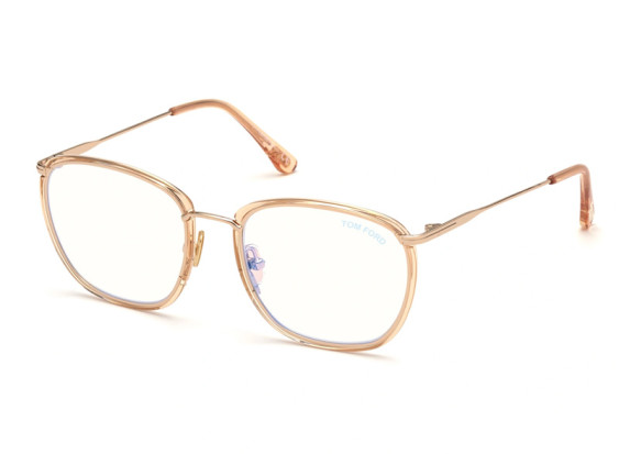 Tom Ford FT5702-B 042 Shiny Orange/Gold/Clear Blue Light Block 54mm