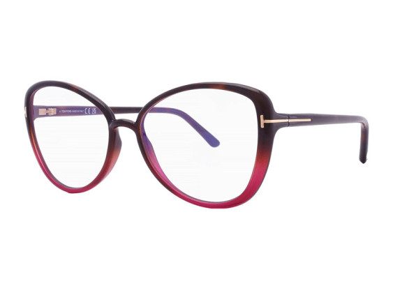 Tom Ford FT5907-B 055 Coloured Havana/Clear Blue Light Block 55mm