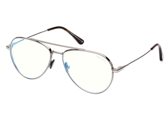 Tom Ford FT5800-B 008 Shiny Gunmetal/Clear Blue Light Block 56mm