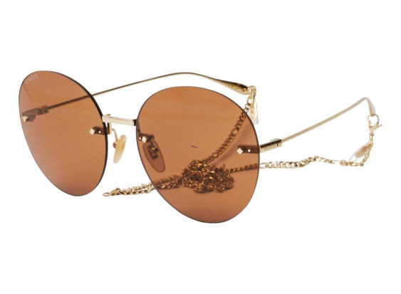 Gucci GG1149S 003 Gold/Brown with Gold Chain