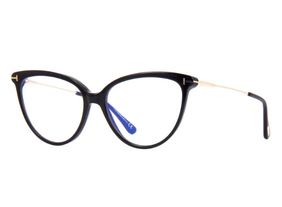 Tom Ford FT5688-B 001 Shiny Black/Shiny Rose Gold/Blue Light Block 55mm