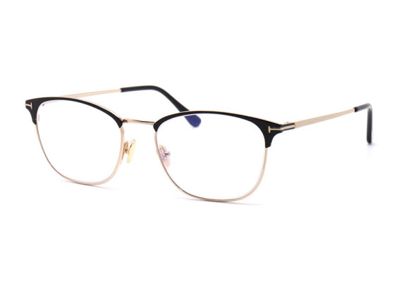 Tom Ford FT5750-B 001 Shiny Black/Shiny Rose Gold/Clear Blue Light Block 52mm