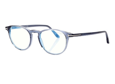 Tom Ford FT5803-B 090 Shiny Blue/Clear Blue Light Block 51mm