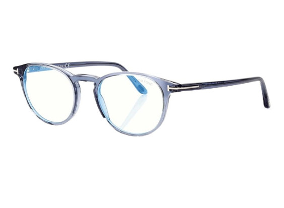 Tom Ford FT5803-B 090 Shiny Blue/Clear Blue Light Block 51mm