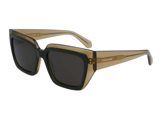 Salvatore Ferragamo SF2002S 327 Transparent Khaki/Green/Green